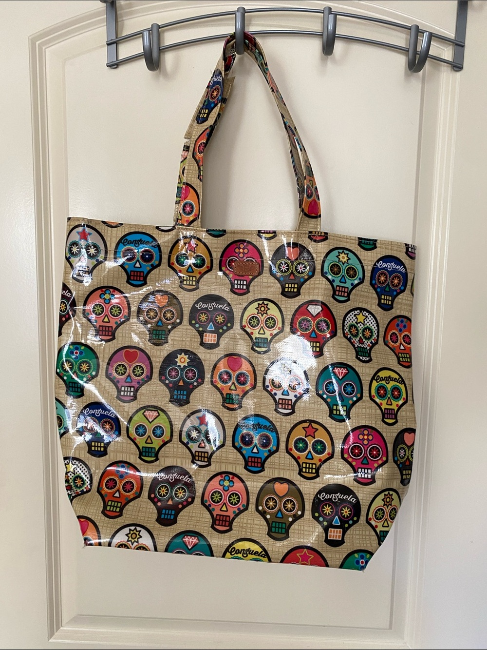 Consuela Multicolor Sugar Skull Laminated Tote (Large)
